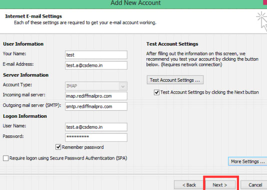 IMAP Outlook Step7